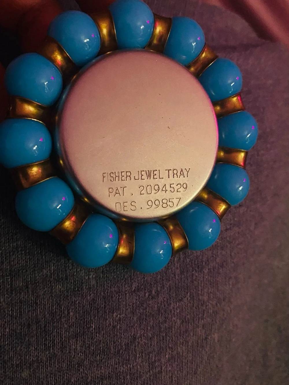 Vintage Fisher Jewelry Tray with Inlaid Turquoise Marbles